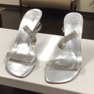 Stuart weitzman silver and rhinestone sandals
